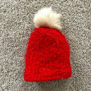 Sequin Red Girls Winter Hat Beanie